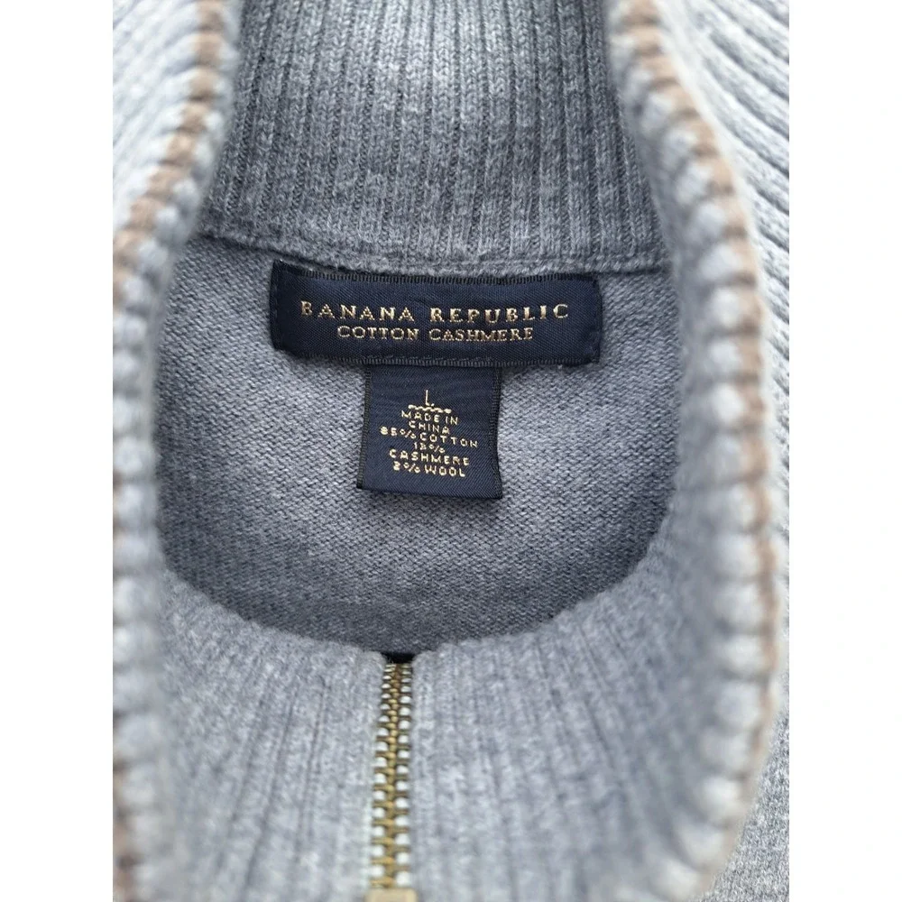 Banana Republic Men's Grey Long Sleeve Full Zipper Cardigan Sweater Large
